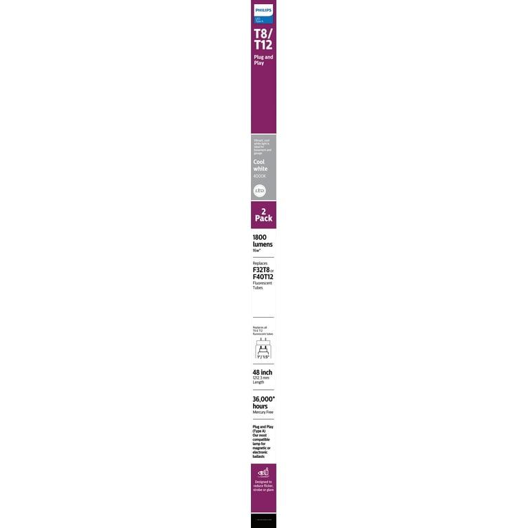 Philips Plug and Play 4Ft (48-inch) Type A T8/T12 Cool White 32-Watt LED Tube Light Bulb (5 Pack)
