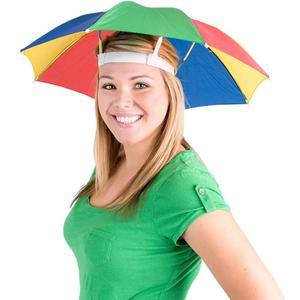Bedwina Umbrella Hat Pack of 2 - Colorful Party Hats - 20 Inch, Hands Free, Funny Rainbow Colorful Beach Party Hats, Adjustable Size Fits All Ages, Kids, Men & Women