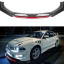 4Pcs Universal Front Bumper Lip Body Kit ABS Glossy Black Front Lip Spoiler Diffuser Front Bumper Lip Spoiler Wing Body for Most Vehicle (Carbon Black-Red)