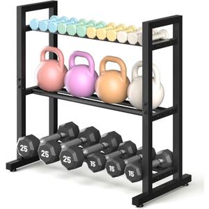 Dumbbell Rack Weight Rack Dumbbell Rack Stand Only 3 Tier Weight Storage Racks Adjustable Width Weight Storage Organizer for Home Gym Up to 450 lb Capacity (Dumbbells Not Included)