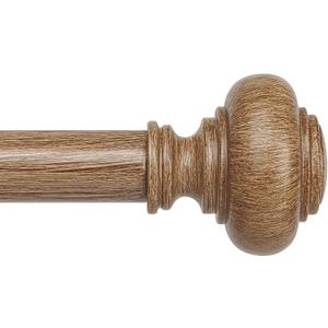 Wood Curtain Rods for Windows 72 to 144 Inch, Boho Vintage Decorative 1 Inch Diameter Long Wooden Curtain Rod, Adjustable Heavy Duty Rustic Farmhouse Drapery Pole with Wood Grain Finials