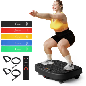 Vibration Plate Exercise Machine for Lymphatic Drainage,Softgym Power Vibrate Stand Shake Board 400 Lbs Capacity Whole Body Workout Waver with Fitness Resistance Bands Weight Loss Gifts for Women Men