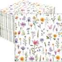 Wildflower Napkins, 100Pcs Floral Paper Napkins Disposable, 6.5x6.5 Inches Colorful Flower Butterfly Cocktail Napkin For Easter Spring Summer Picnic Wedding Baby Shower Birthday Tea Party Decorations