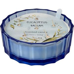 CW Studio Eucalyptus Balsam 32oz 6-Wick Scented Candle  Hand-Poured Wax in ColorSprayed Glass Jar with Dust Cover, 31h Large Candle for Home Dcor & Relaxation