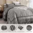 Masaca Grey Oversized King Comforter 120x120,Farmhouse Shabby Boho Chic Gray Ruffled California King Comforter Oversized,Vintage French Country Bedding Comforter with Ruffles for All Season
