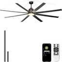84'' Ceiling Fan with Lights - Remote & APP Control, Large Industrial DC Motor Fan for Covered Outdoor Patios, Warehouse, Shop, Garage, Black