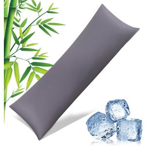 Body Pillowcase with Zipper Cooling Viscose from Bamboo Zippered Pillowcases, Cool & Breathable Body Pillow Cover for Hot Sleepers and Night Sweats, 20" x 54" (Dark Grey (Pillow Case Only))