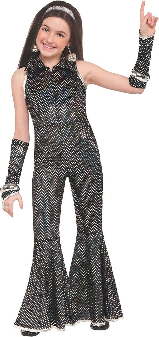 Rubies Disco Jumpsuit Costume for Kids (Black, L)
