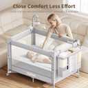 GAIVE 4 in 1 Baby Bassinet, One-Push Setup Pack and Play, Bedside Crib Sleeper with 3 Height AdjustableDiaper Changer, Come with Comfy Mattress, Rotating Toy Bar, from Infants to Toddlers (Grey)