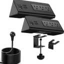Upgraded Version Edge Mount Power Strip with USB-C Ports Tabletop Surge Protector Desk Clamp Power Sockets with 3 AC Outlets &4 Fast Charging USB Ports for Home Office Hotel Dormitory (Black - 2pack)