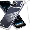 Phone Case, Compatible with iPhone 17 Pro, Transparent Electroplated Silver Phone Case, Frameless Design, with Camera Lens Protection.