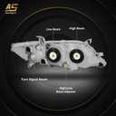 AS 2010 2011 Toyota Camry Headlight Assembly Replacement for 10-11 Toyota Camry Base/LE/XLE Sedan Projector Chrome Housing Amber Reflector Clear Lens Pair