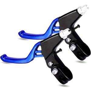 1 Pair Bicycle Brake levers, 2pcs Aluminium Alloy Bike Brake Handle Universal 4 Finger 2.2cm fits for Most Bicycle, MTBBMXRoad Bike. (Blue)