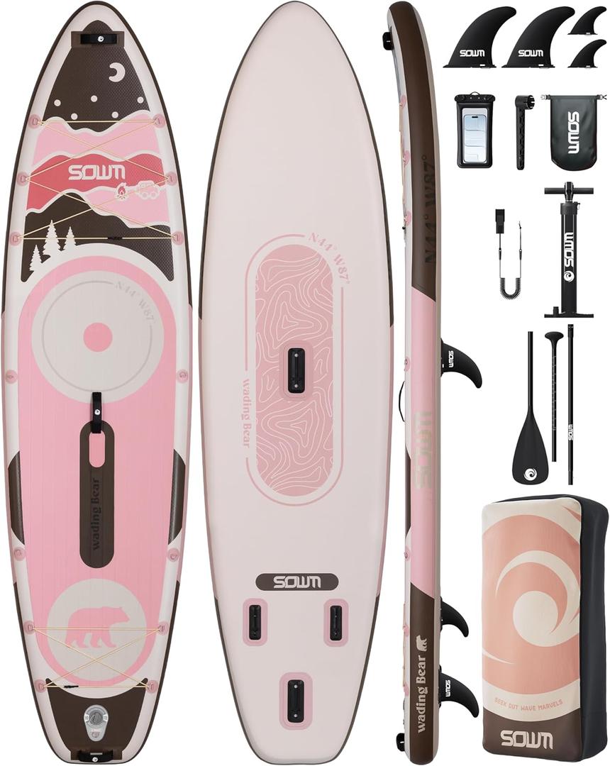 11'6"*35" Extra Wide Inflatable Stand Up Paddle Board, 450lb Capacity SUP with Center Fin for Beginners, Includes Adjustable Paddle, Pump, Backpack & Non-Slip Deck for Camping, RV & Adventure