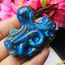 TEAMWILL Natural Labradorite Hand Carved Octopus Quartz crystal Reiki Healing Gift 1PC