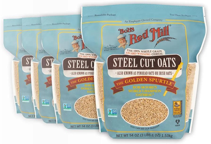 Bob's Red Mill Steel Cut Oats, 54oz (Pack of 4) - Non GMO, Whole Grain, Vegan, Kosher, BBD 02/16/2028
