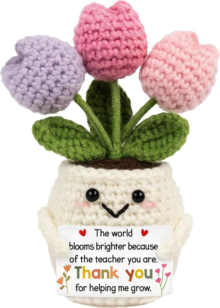 Teacher Appreciation Gifts - Teacher Gifts for Women - Teachers Appreciation Week, Thank You Crochet for Teachers Women - Emotional Inspirational Positive Tulip Doll Toy Figure Crochet