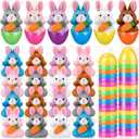 Blueweenly 24 Pack Prefilled Easter Eggs with Plush Bunny Toys Easter Basket Stuffers Egg Fillers Hunt Basket Egg Fillers with Bunnies Carrot for Kids Boys Girls Party Favors Classroom Prize