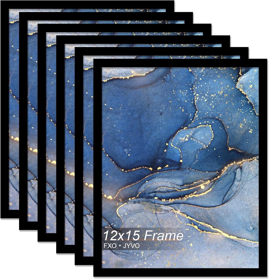 12x15 Picture Frame Set of 6, Black Frame for 12 x 15 Inch Picture Poster Photo, Light Weight and High Transparent 12 by 15 Frame for Wall - 6 Pack/Black/12 x15