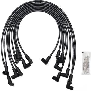 8.0mm Black Silicone Ignition Spark Plug Wire Set with HEI Distributor Compatible with Chevy GMC Small Block SBC Valve Cover Wires 265 267 283 302 305 307 327 350 400