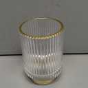 DASITON Makeup Brush holder Organizer,Crystal Cosmetic Makeup Brush Glass Brushes Storage Holder, Vintage Make Up Brush Cup Pen Pencil Holder striped vase(Clear L)