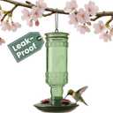 Perky-Pet Glass Bottle Hummingbird Feeder - Outdoor Garden Décor Humming bird Feeder, 8108-1SR - 10 Fl Oz Nectar Capacity - Durable Green Antique Design - Hang from Tree, Porch, Deck, Hook
