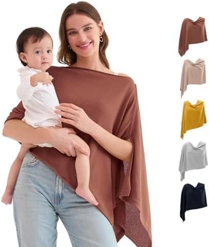 Momcozy Nursing Cover for Breastfeeding, Soft Privacy Poncho, Multi-Use Nursing Shawl, Portable Breast Feeding Covers for Women, Includes Laundry Bag (Rose Taupe) One size