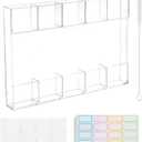 Straw Holder for Cabinet Door,9.6'' Large Acrylic Straws Organizer Storage Dispenser,Kitchen Accessories Container,with 8pcs Double-sided Tape,10 Sheet Note Paper,1pc Brush(Clear)