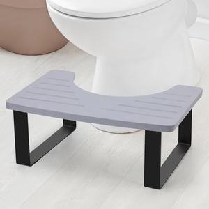 JOPSTDI Bathroom Stool,Bamboo Toilet for Bathroom,Toilet Stools,Potty for Pooping,Poop Stool,Toilet Step Toddler,Portable Squatting Pan with Dual Anti Slip Design,Stain,Scratch,CrackProof(Grey)