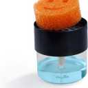 Soap Dispenser & Sponge Holder Compatible with Scrub Daddy Sponges - Kitchen Sink Pump Dispenser, Instant Refill, White