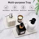 2 Pcs Water Absorbing Stone Drying Trays for Bathroom Sink Kitchen Counter Soap Dish Dispenser Sponge Holder White Ceramic Bathroom Vanity Quick Dry Stone Mat for Kitchen Sink Marble Diatomite Tray