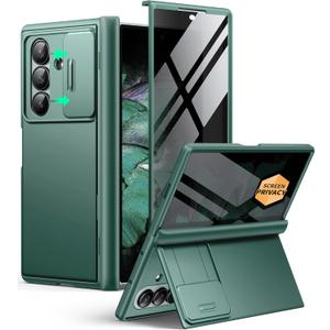 BERFY for Z Fold 7 Case with Privacy Screen Protector, [Anti Spy] Hidden Kickstand & Slide Camera Cover & Hinge Protective, Full Body Shockproof Phone Case for Samsung Galaxy Z Fold 7, Green
