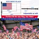 PHITRIC Flag Pole Kit, Tangle Free Spinning Stainless Steel Rustproof Flagpole for 3x5 Sports Fan Outdoor Flags for Outside House (Black, 5FT, with Bracket)