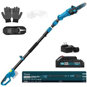 Saker Pole Saw for Tree Trimming,Retractable Extension Pole 66.9-98.4Inch Electric Pole Saw, Multi-Angle Cordless Pole Chainsaw Battery Powered with 22V 2.0Ah Battery & Charger