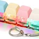 Keyboard Fidget Toys for Adults Keyboard Clicker with LED Light Keychain Fidget Sensory Fun Toys for Anxiety Decompression (Macaroon1, 4 in 1)