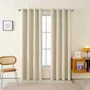100% Blackout Curtains for Bedroom, 84 Inches Black Out Curtains for Living Room, Light Blocking Curtains for Nursery Windows, 2 Panels, Grommet (Ivory White Khaki)