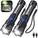 Cinlinso Flashlight High Lumens Rechargeable 2 Pack, 990000 Lumen Super Bright Led Flashlights with 7 Light Modes, IPX6 Waterproof, Powerful Handheld Flash Light for Camping Home Emergencies