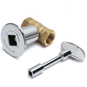 Skyflame 1/2 Inch Straight Gas Key Valve Kit for Fire Pit Fireplace with Flange and 3 Inches Key, Chromed