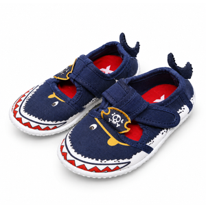 Kids’ Navy Blue Pirate-Themed Canvas Shoes – Casual Slip-On Sneakers, Size 6C