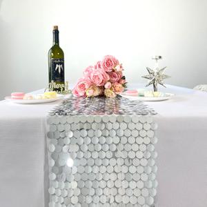JYFLZQ Silver Sequin Table Runner 12x108 Inch 6 Packs Glitter Payette Metallic Table Runners for Birthday Weddings Christmas Party Event