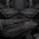IRIWOOL Genuine Sheepskin Auto Seat Pad, Soft Wool Seat Cover Breathable and Sweat-Wicking Comfort Warm Universal Fit (Front seat Cushion 2pcs & Rear seat Cushion 1pc, Dark Grey)