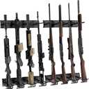 Heavy Duty Steel Gun Rack - Wall Mount, Adjustable 4/8/12 Slot Indoor Gun Racks, Securely Display Shotgun & Rifle