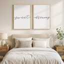 Framed Sweet Dreams Wall Art for Bedroom Decor, Set of 2 Minimalist Quote Canvas Prints, Modern Black and White Typography Artwork for Nursery Guest Room Bedroom Hallway Walls Decor, 16x24 Inch, 16" W x 24" H x 2Pcs