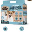 Dr Pol Dog Diapers for Male Dogs | Disposable Pet Diapers with Wetness Indicators | Adjustable Fit | Leak Protection & Super Absorbent | Perfect for Heat Cycles & Training Accidents | Pack of 50
