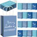 Gueevin 40 Pcs Thank You Gift Bags for Staff Team Social Work Month Employee Appreciation Gift Bags Bulk Nurse Administrative Professionals Week Holiday Caregiver(Appreciation,Navy Blue)