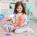 Sumind 2 Pieces Baby Doll Carrier Backpacks Doll Carrier Front Storage Bags with Straps Fit for Dolls from 14 to 18 Inches(Geometry and Heart Style)