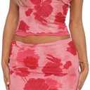 SOLY HUX Women's Summer Mesh Mini Skirt Sets 2 Piece Sexy Crop Camisole Tops Skirts Y2K Suit Going Out Outfits Size Xs