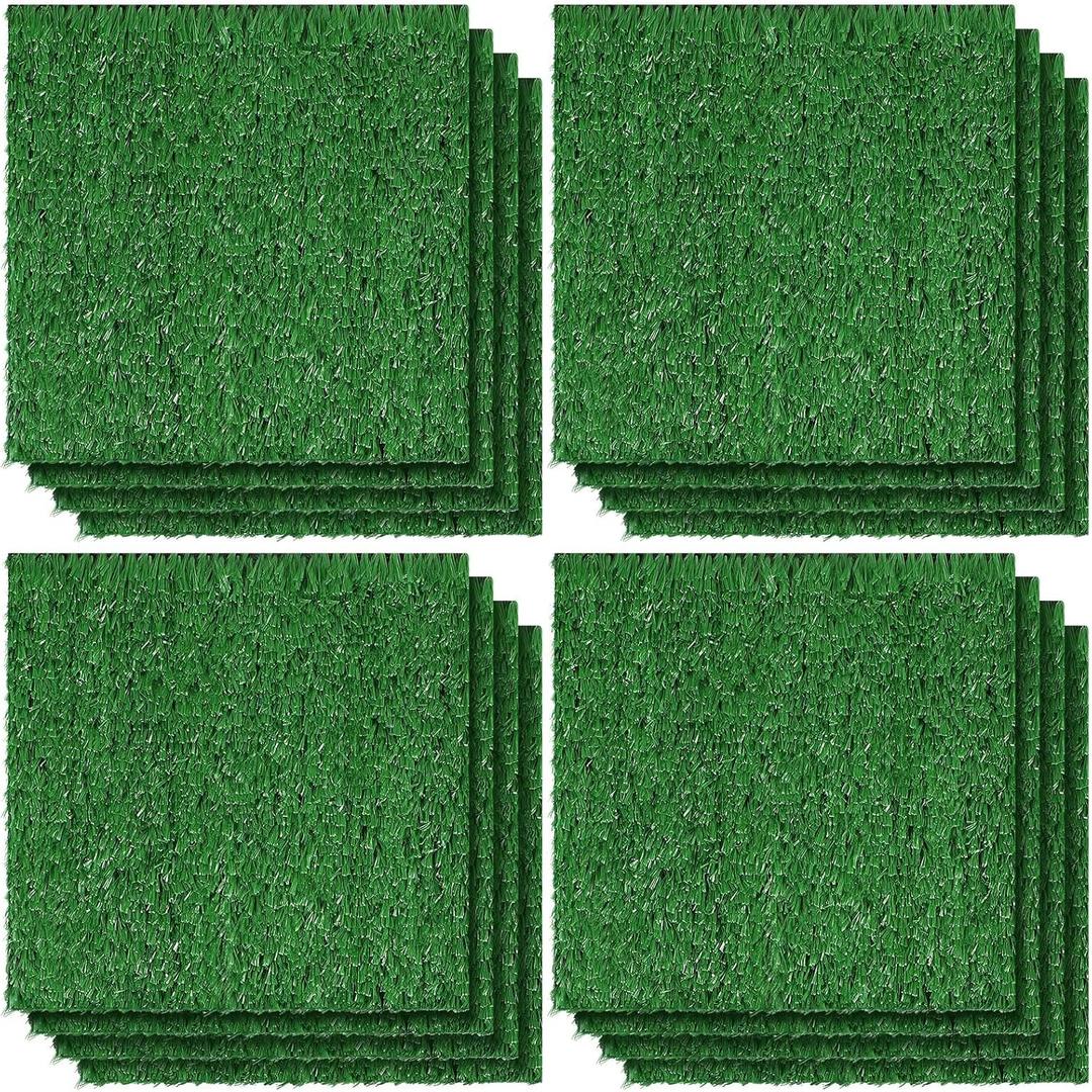 Nuanchu 12 Pieces 6 x 6 Inch Artificial Grass Square Mats Fake Grass Tiles Placemats Turf Patch Table Centerpieces Decor Rug for Crafts Miniature Garden Dollhouse DIY Party Indoor Outdoor, Green
