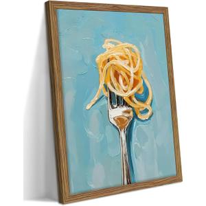Framed Kitchen Wall Art, Vintage Spaghetti Canvas Wall Decor, Rustic Farmhouse Still Life Oil Painting, Trendy Funny Kitchen Food Artwork Prints Pictures for Dining Room Decorations 16x24 Inch