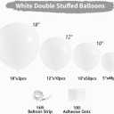 White Double Stuffed Balloons Different Size 115Pcs 5/10/12/18" White Balloon Arch Garland kit for Birthday Baby Shower Bridal Shower Gender Reveal Wedding Theme Party